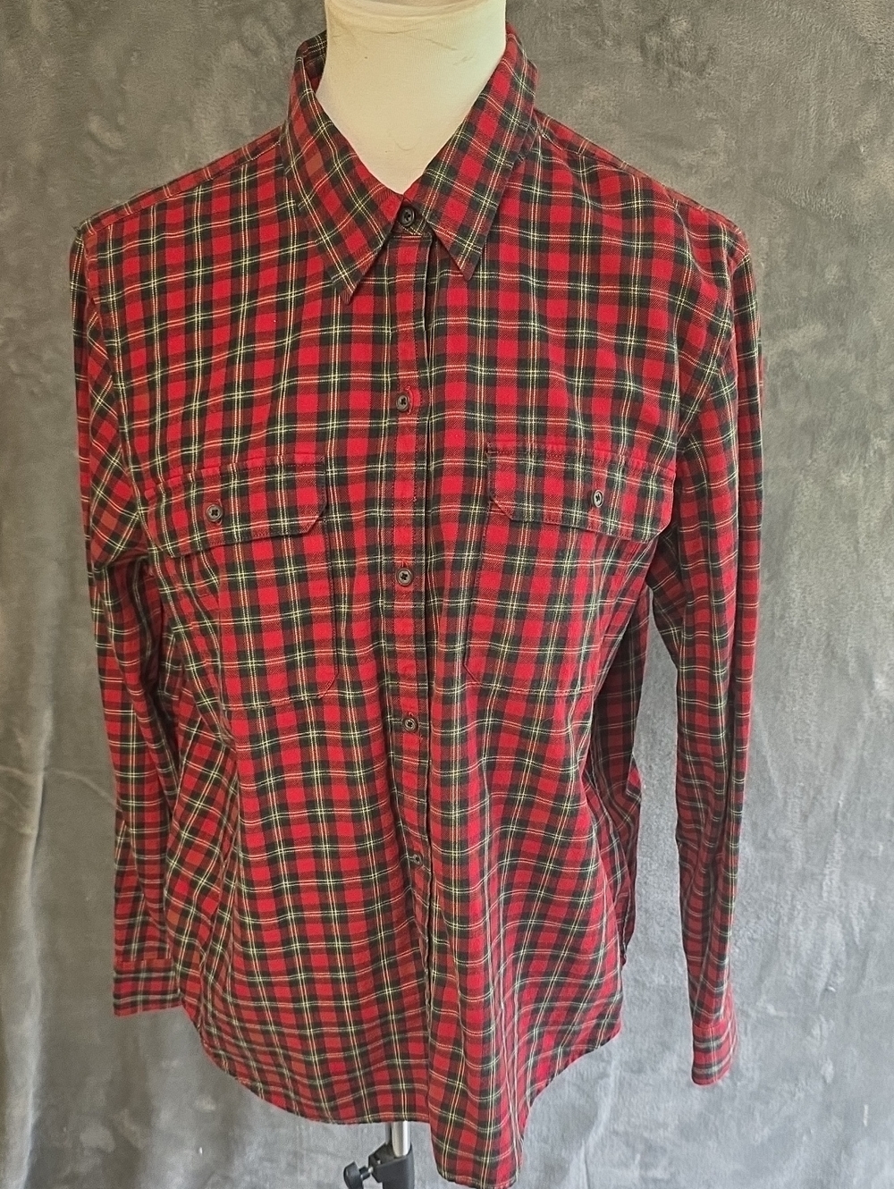 Chaps Red and Black Plaid Button-Down Shirt
